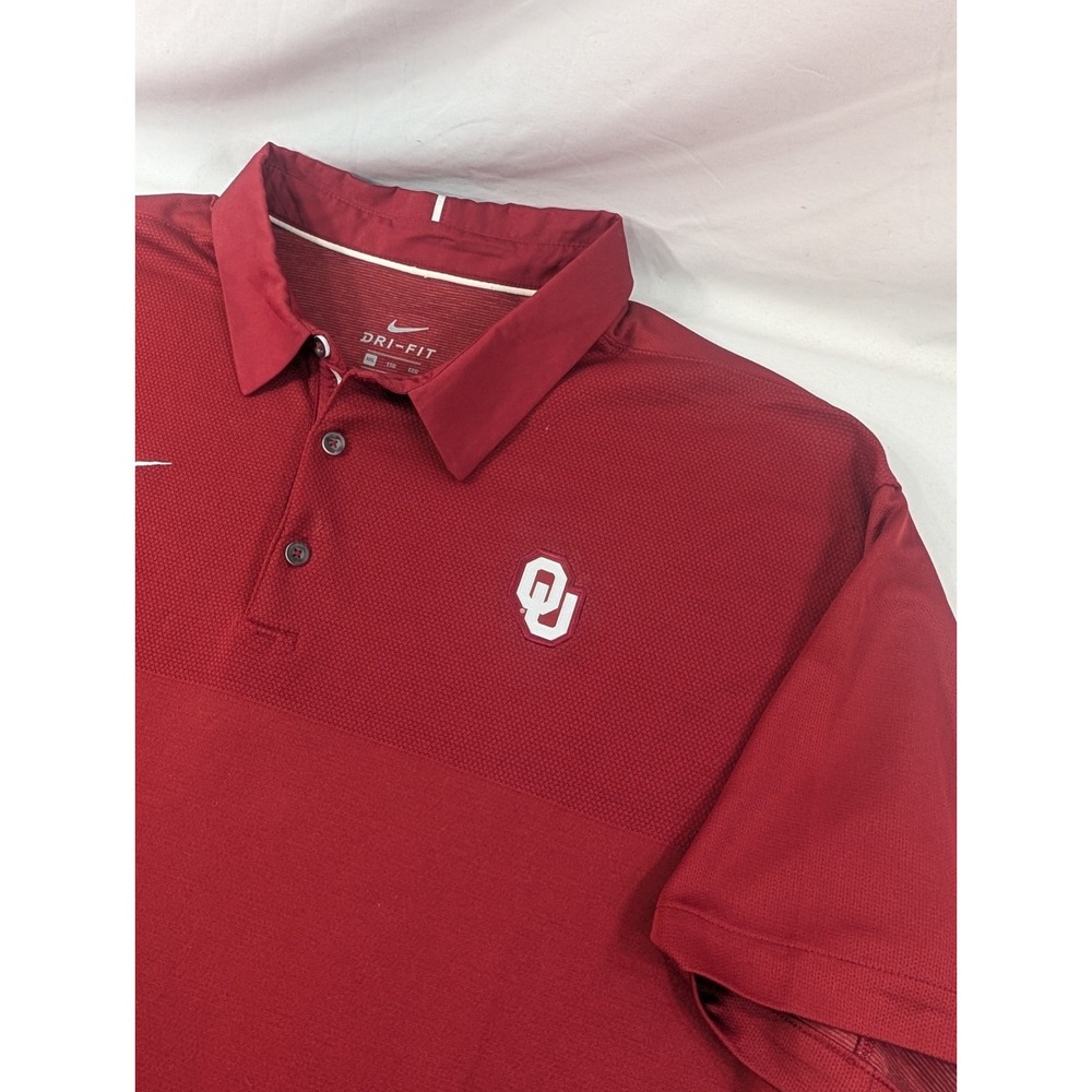 Oklahoma Sooners Nike Men 2XL Red Textured Polo Coaches Sideline Dri-FIT Shirt